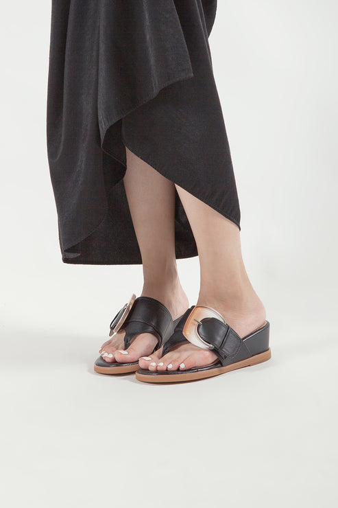 Side Buckle Wedge Sandals
