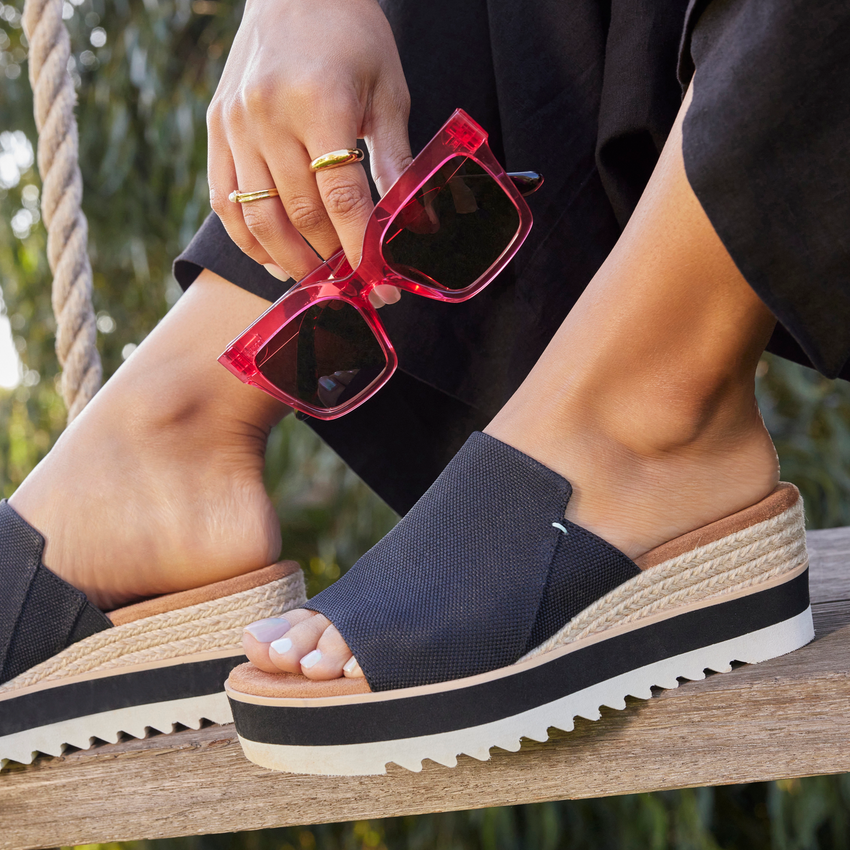 Diana Canvas Mule Wedge Sandal
