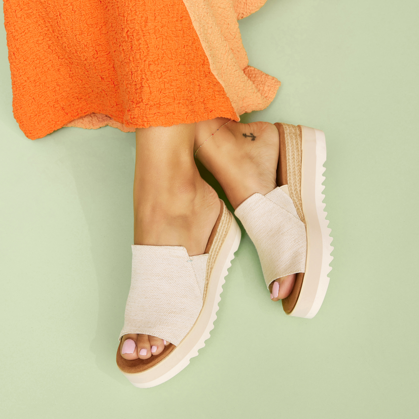 Diana Canvas Mule Wedge Sandal