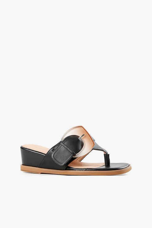 Side Buckle Wedge Sandals